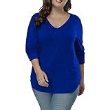 ALLEGRACE Plus Size Shirts for Women Fall Long Sleeve Basic Tees V Neck Casual Dressy Tops at ...