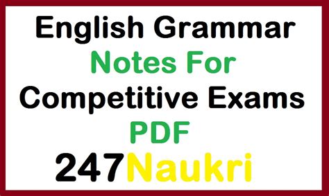 English Grammar Notes For Competitive Exams PDF