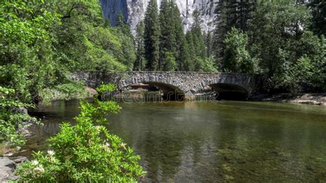 Summer Time Shot of Pohono Bridge at Yosemite National Park Stock Image - Image of merced ...