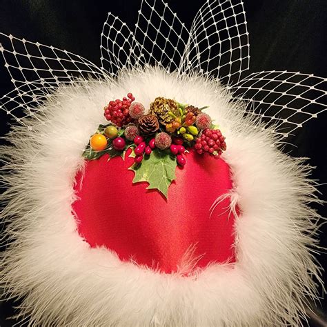 Mrs Claus, Christmas Fascinator Cocktail Hat Pillbox Hat,formal Hat ...