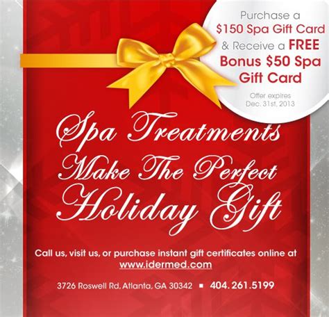 Receive a BONUS $50 Gift Card with purchase of $150 Gift Card at Institut' DERMed Spa. Value of ...