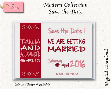 PRINTABLE 'Save the Date' Card Modern by LittleLettersByTanja