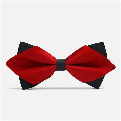 Dark Red Diamond-Tip Tuxedo Bow Tie: This unique diamond-tipped bowtie ...