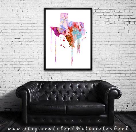 Texas Watercolor Print USA Watercolor United States Art - Etsy