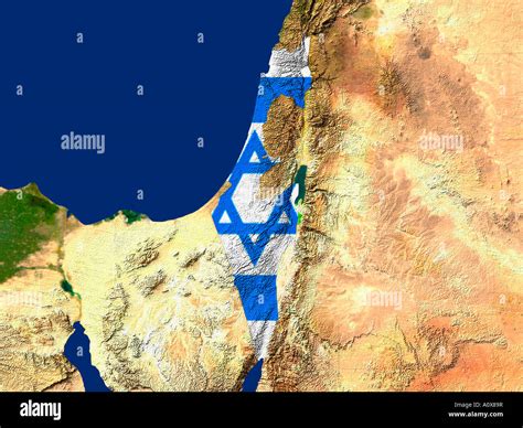 Satellite Image of Israel covered by that Country's Flag Stock Photo ...