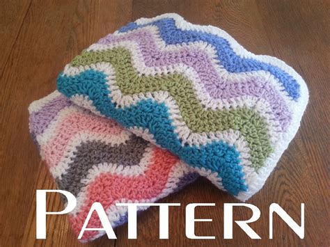 Crochet Pattern Wavy Ripple Baby Blanket Afghan Boy Girl DIY