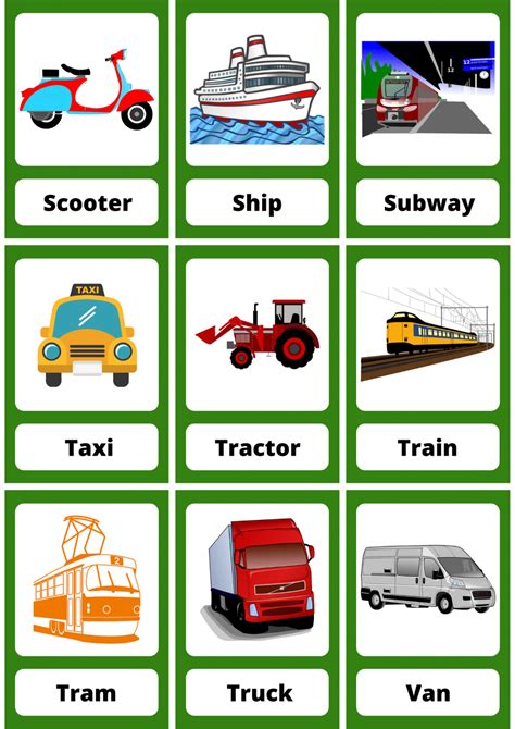 Transportation Flashcards - English4Good - Transportation Flashcards