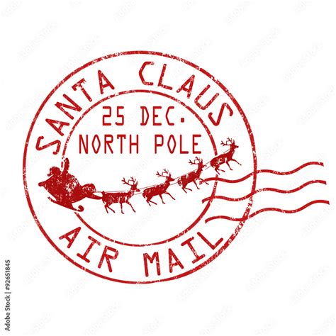 Santa Claus air mail stamp Stock Vector | Adobe Stock