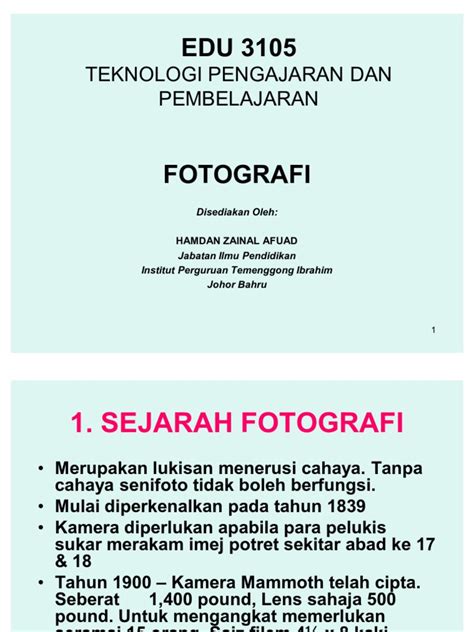 Sejarah Fotografi | PDF