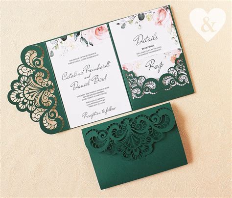 Emerald Green Pocket Wedding Invitation Kit Dusty Green - Etsy | Pocket ...