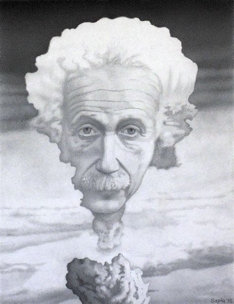 Portrait of Albert Einstein in an Atomic Bomb Drawing by Ben Sapia | Pixels