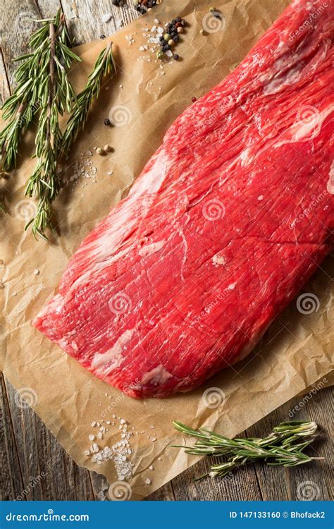 Raw Grass Fed Flank Steak stock photo. Image of beef - 147133160