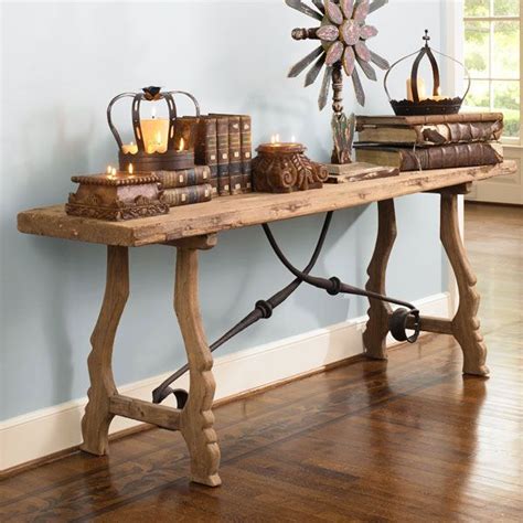 Rustic Trestle Console Table | Rustic console tables, Rustic consoles ...