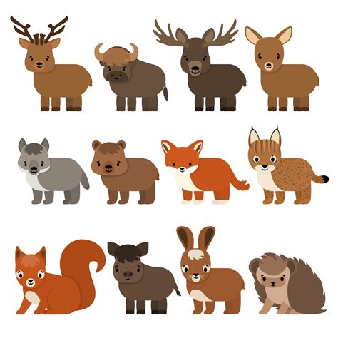 Cartoon flat isolated animals of forest and taiga 2370877 Vector Art at Vecteezy