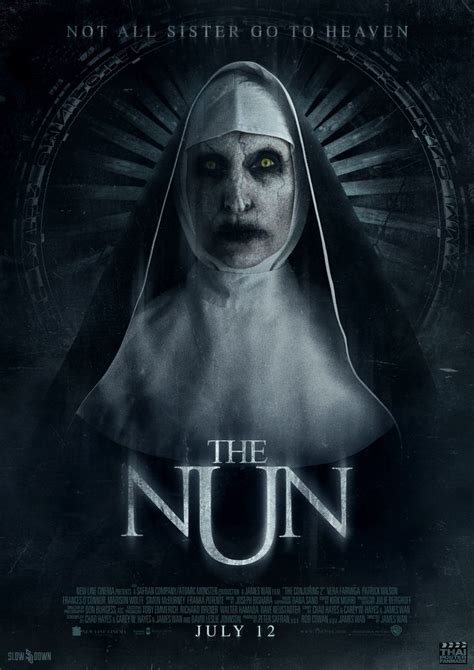 the nun movie poster with yellow eyes