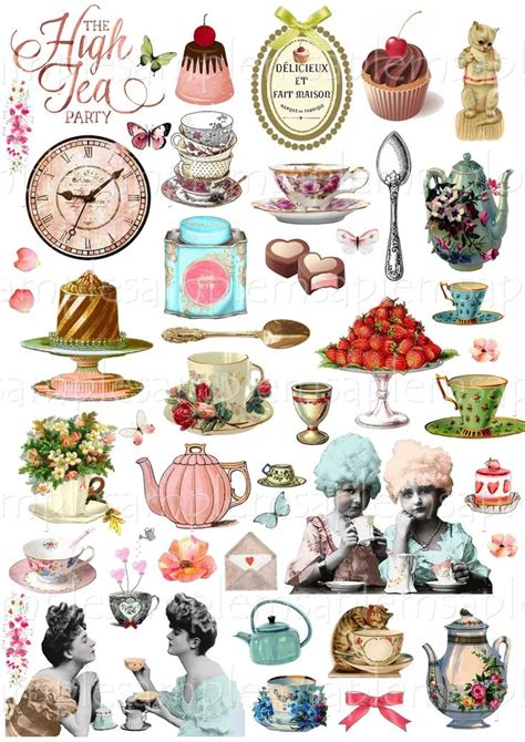 Tea Party Clipart Teatime Clipart Printable Tea Party, Vintage Tea ...