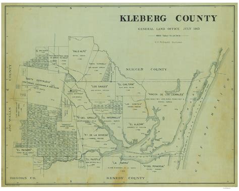 Kleberg County Texas 1913 Copy A - Old Map Reprint - OLD MAPS