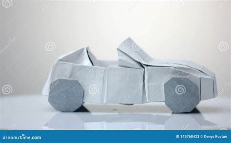 White origami car model. stock image. Image of handicraft - 145768423