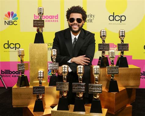 The Weeknd, winner of the Top Artist Award, Top Male Artist Award, Top ...