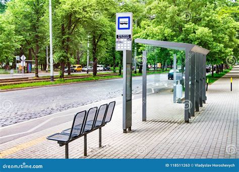 City Bus Stop, Empty Stop with Signs, Public Transport Stock Image ...