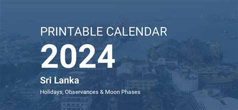 Printable Calendar 2024 for Sri Lanka (PDF)