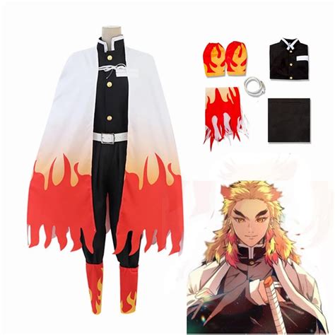 Anime Demon Slayer Train Mugen Rengoku Kyojuro Cosplay Costume Kimetsu ...