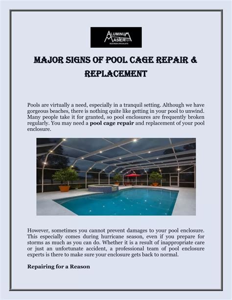 PPT - Naples Pool Cage Repair Service From Aluminum Master LLC ...