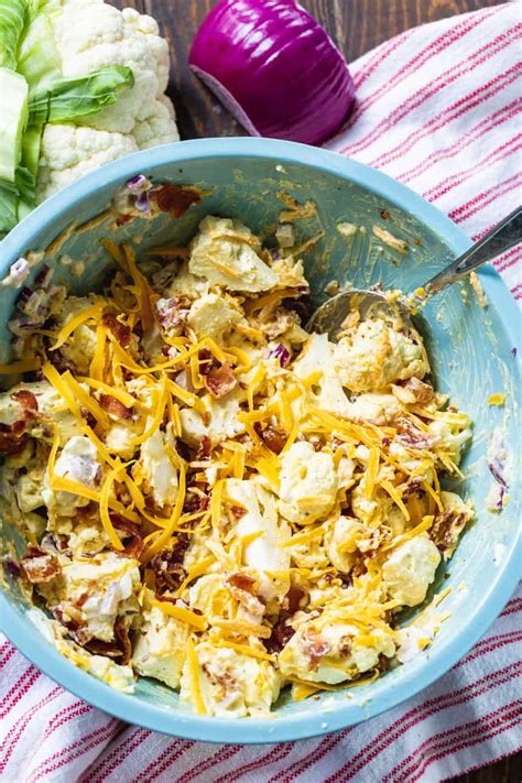 Bacon Cauliflower Salad - Skinny Southern Recipes