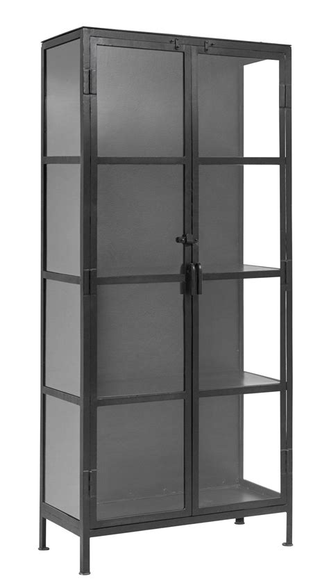 Black Iron And Glass Cabinet - The Forest & Co. | Glass cabinet, Glass cabinets display, Iron ...