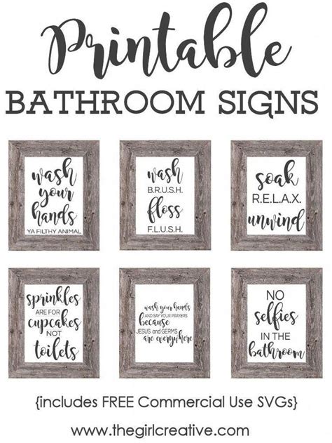 Printable Bathroom Signs Commercial Use SVG | DIY Bathroom Signs | Bathroom Wall Prints # ...