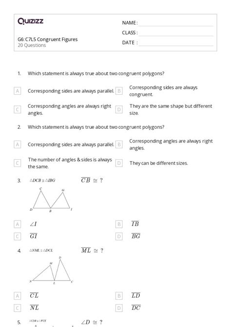 50+ Congruent Figures worksheets for 6th Class on Quizizz | Free ...