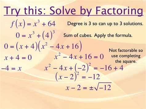 Notes solving polynomial equations