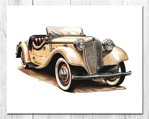 Car Art Prints Vintage Car Prints Car Themed Room Antique - Etsy