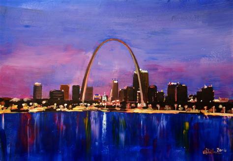 St. Louis Gateway Arch at Sunset Painting by M Bleichner | Saatchi Art