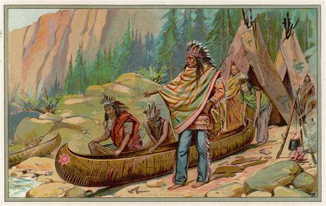 Native Americans And Their Canoes Drawing by Mary Evans Picture Library | Fine Art America