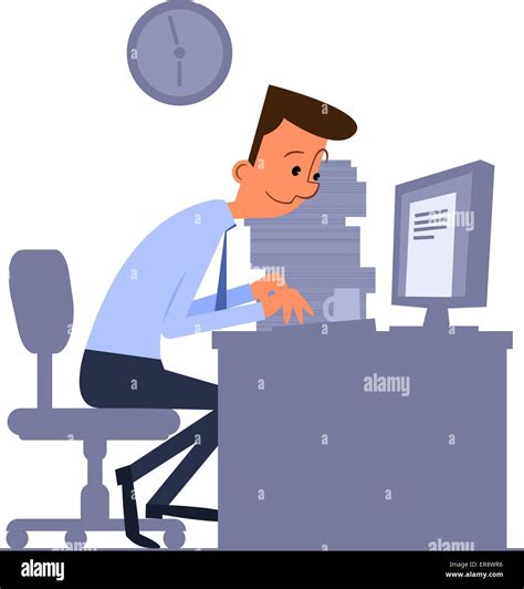 Cartoon office worker sitting and typing on computer Stock Vector Image & Art - Alamy