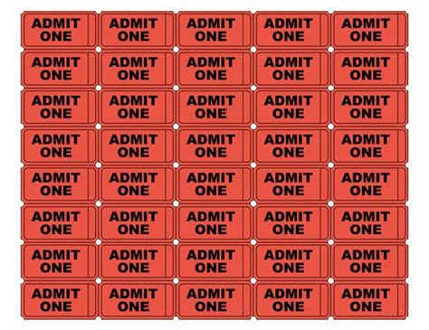 Free Printable Admission Tickets in Red | PDF Format