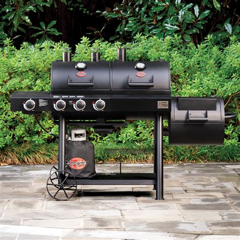 Char-Griller Texas Trio 3-Burner Dual Fuel Grill With Smoker In Black 3070 The Home Depot ...