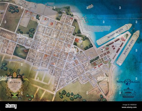 Historical Map of Falmouth, Jamaica Stock Photo - Alamy