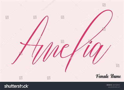 Ameliafemale Name Calligraphy Cursive Dork Pink Stock Vector (Royalty ...