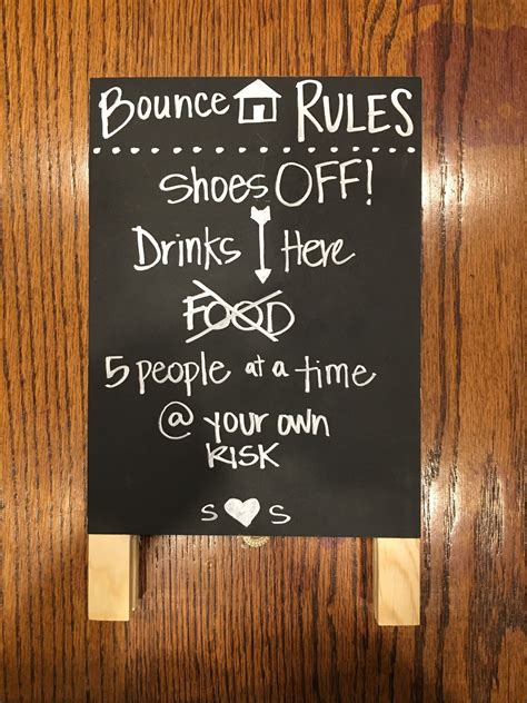 bounce house rules chalkboard sign | Things that bounce, Bounce house party favors, Bounce house ...