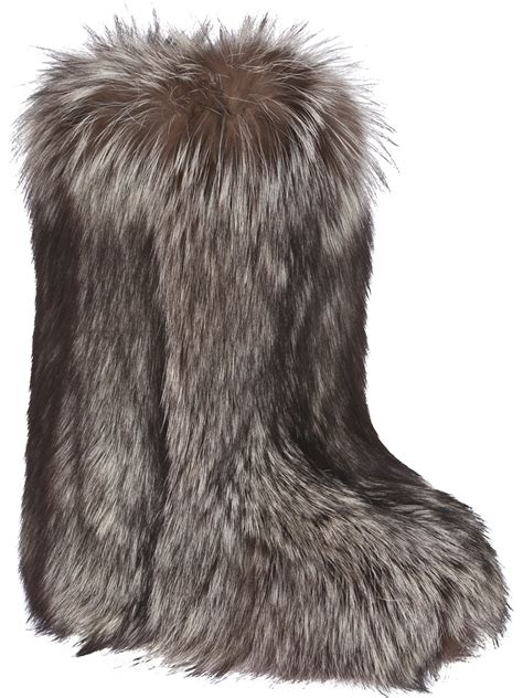 Liska Fox Fur Boot in Gray (grey) | Lyst