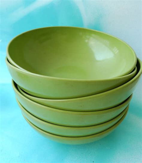 vintage dinnerware bowls olive green set of six prolon – Haute Juice