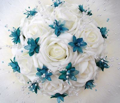 Teal and white roses bouquet | Wedding Ideas | Pinterest