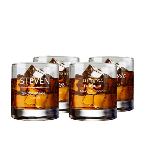 4 Engraved Whiskey Glass Personalized Whiskey Glass Classico
