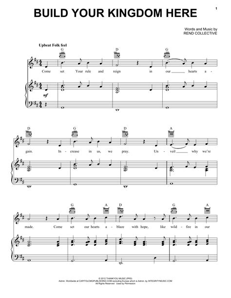 Download Rend Collective Build Your Kingdom Here sheet music notes that was written for Easy ...