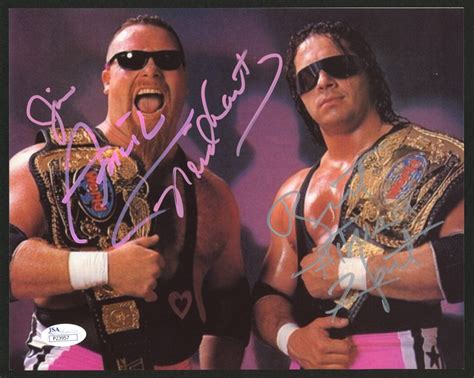 Jim Neidhart & Bret Hart Signed 8x10 Photo Inscribed "Jim "The Anvil ...