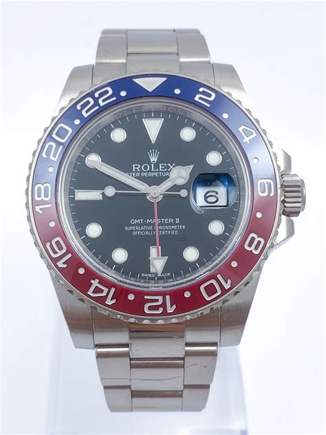 Rolex "Pepsi" Oyster Perpetual GMT Master II 18ct WHITE GOLD Wristwatch Ref 116719BLRO with Box ...