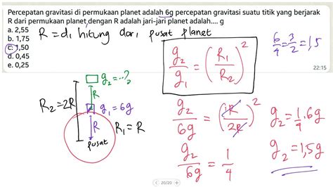 Menghitung percepatan gravitasi planet saat benda berada sejauh R dari permukaan planet - YouTube