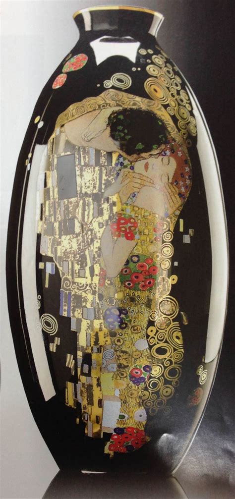 Goebel: jarron en cristal negro negro de el cuadro "El beso" de Gustav Klimt Kiss Painting ...